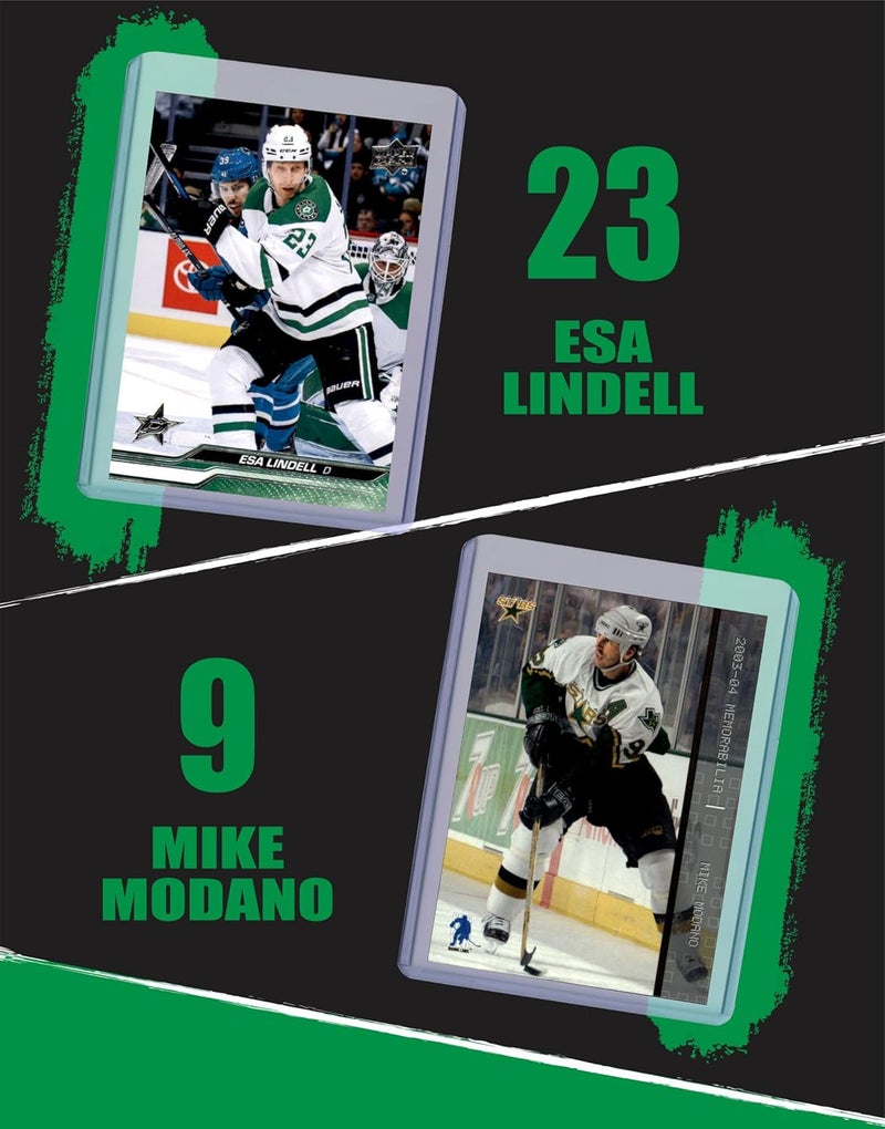 Chaser Dallas Stars Cards: Jamie Benn, Tyler Seguin, Miro Heiskanen, Jake Oettinger, Roope Hintz, Esa Lindell, Mike Modano ASSORTED Hockey Stars & GOATs Trading Card & Wristbands Gift Pack - Image 4